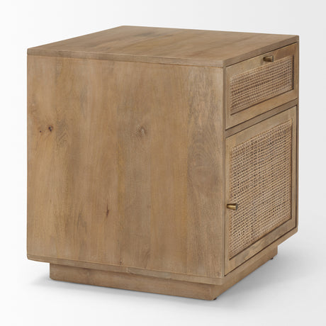 Grier Light Brown Wood w/ Cane End Table from Mercana - Luna Furniture