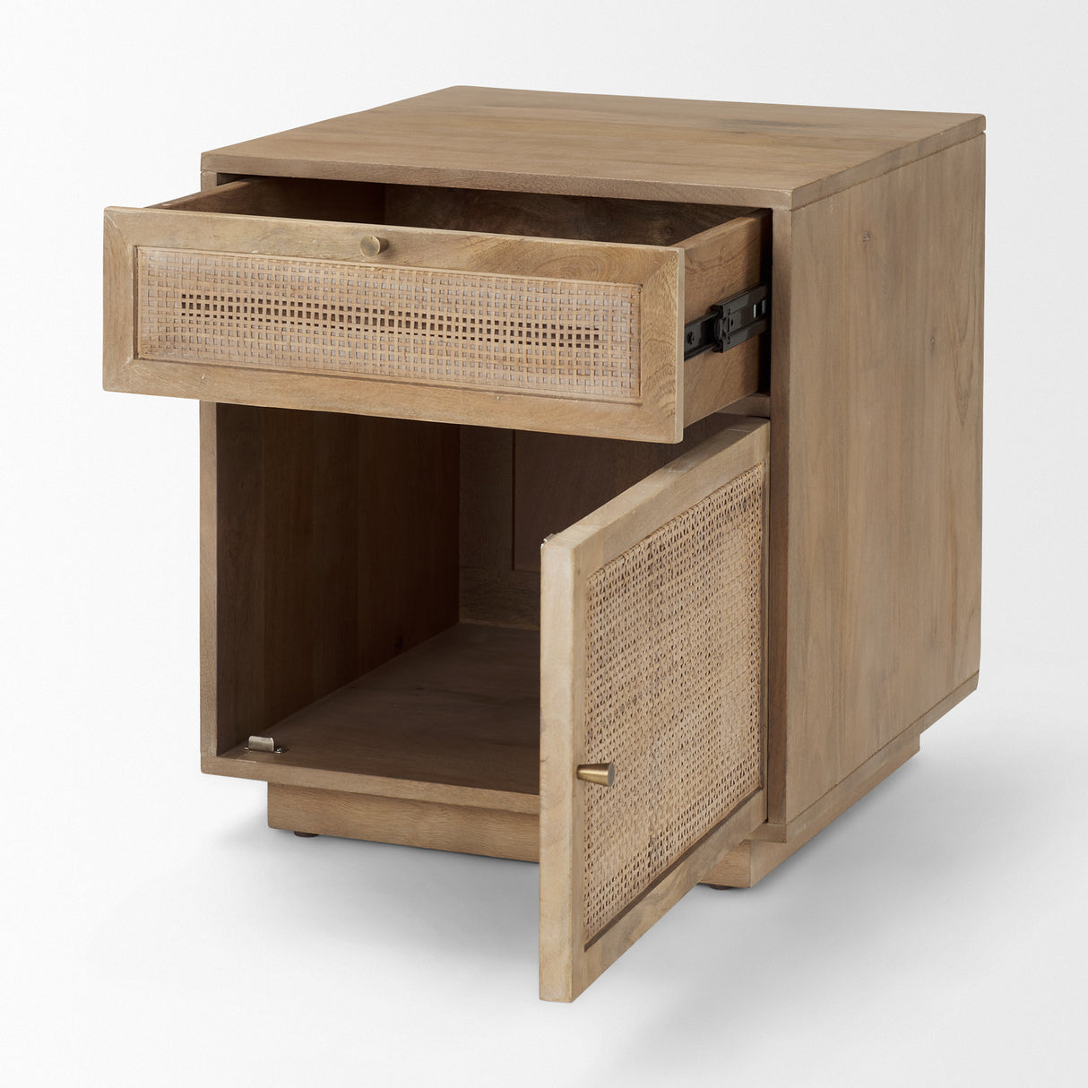 Grier Light Brown Wood w/ Cane End Table from Mercana - Luna Furniture