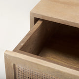 Grier Light Brown Wood w/ Cane End Table from Mercana - Luna Furniture