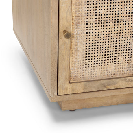 Grier Light Brown Wood w/ Cane End Table from Mercana - Luna Furniture