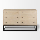 Ciara 6 Drawer Beige Fir Veneer w/ Black Metal Sideboard from Mercana - Luna Furniture