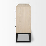 Ciara 6 Drawer Beige Fir Veneer w/ Black Metal Sideboard from Mercana - Luna Furniture