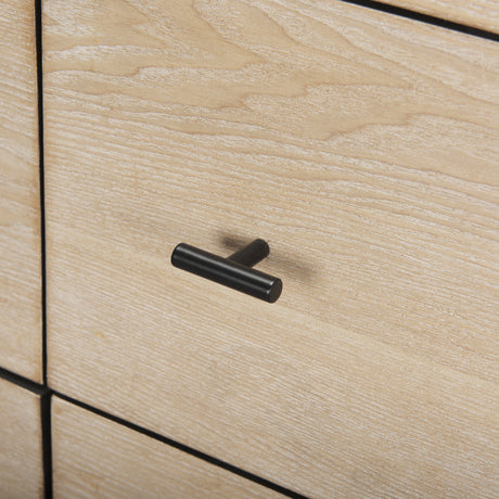 Ciara 6 Drawer Beige Fir Veneer w/ Black Metal Sideboard from Mercana - Luna Furniture