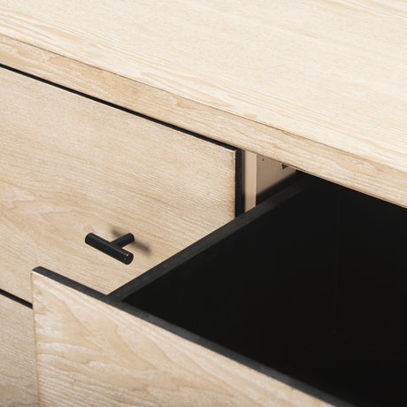 Ciara 6 Drawer Beige Fir Veneer w/ Black Metal Sideboard from Mercana - Luna Furniture