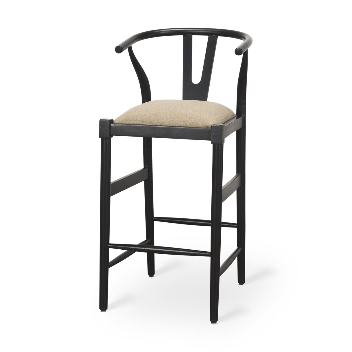 Trixie Black Wood Frame w/ Dark Taupe Fabric Seat Bar Stool from Mercana - Luna Furniture