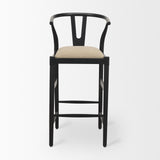 Trixie Black Wood Frame w/ Dark Taupe Fabric Seat Bar Stool from Mercana - Luna Furniture
