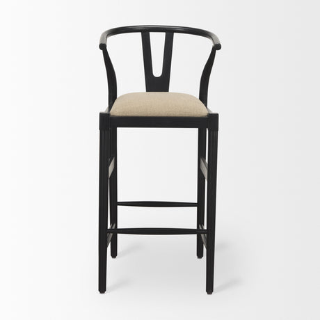 Trixie Black Wood Frame w/ Dark Taupe Fabric Seat Bar Stool from Mercana - Luna Furniture