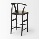 Trixie Black Wood Frame w/ Dark Taupe Fabric Seat Bar Stool from Mercana - Luna Furniture