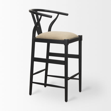 Trixie Black Wood Frame w/ Dark Taupe Fabric Seat Bar Stool from Mercana - Luna Furniture