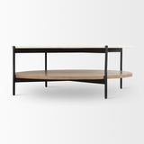 Larkin Marble Top w/ Brown Wood Shelf Round Coffee Table from Mercana - Luna Furniture