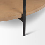Larkin Marble Top w/ Brown Wood Shelf Round Coffee Table from Mercana - Luna Furniture