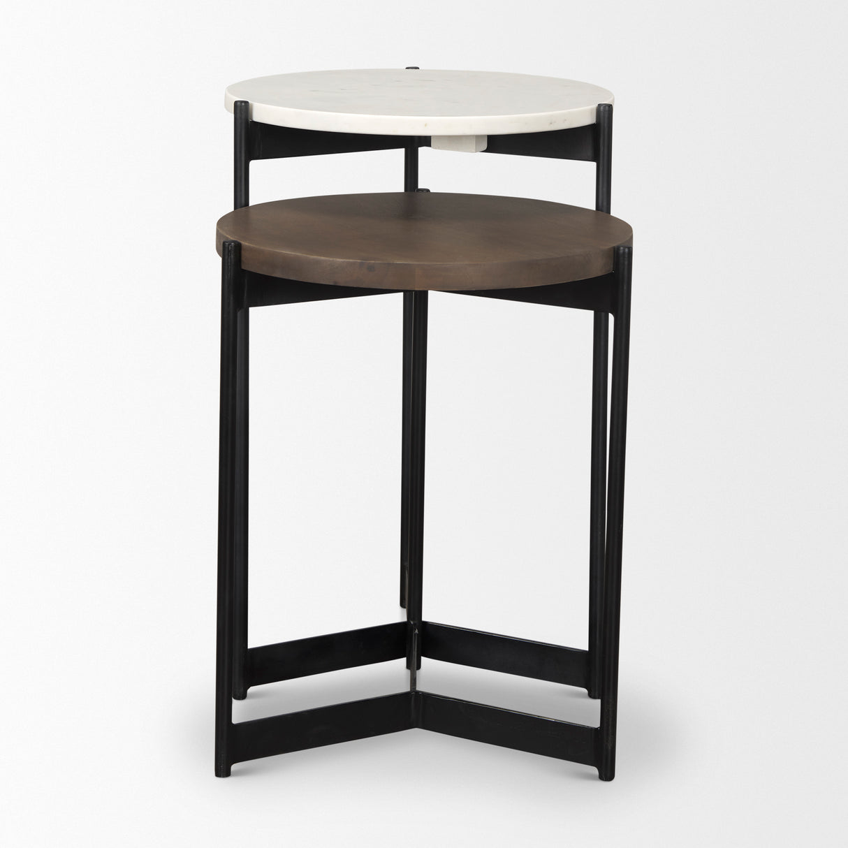 Larkin Marble & Dark Brown Wood Tabletop Nesting End/Side Tables from Mercana - Luna Furniture