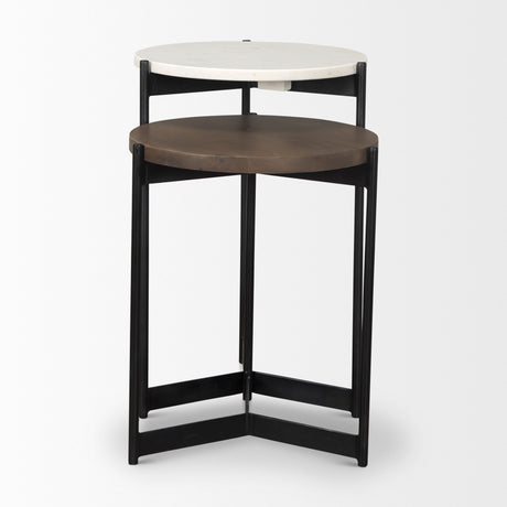 Larkin Marble & Dark Brown Wood Tabletop Nesting End/Side Tables from Mercana - Luna Furniture