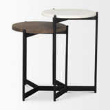 Larkin Marble & Dark Brown Wood Tabletop Nesting End/Side Tables from Mercana - Luna Furniture