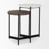 Larkin Marble & Dark Brown Wood Tabletop Nesting End/Side Tables from Mercana - Luna Furniture