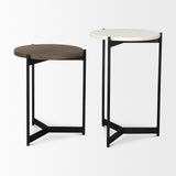 Larkin Marble & Dark Brown Wood Tabletop Nesting End/Side Tables from Mercana - Luna Furniture