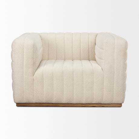 Ricciardo Cream Boucle Upholstered Arm Chair from Mercana - Luna Furniture