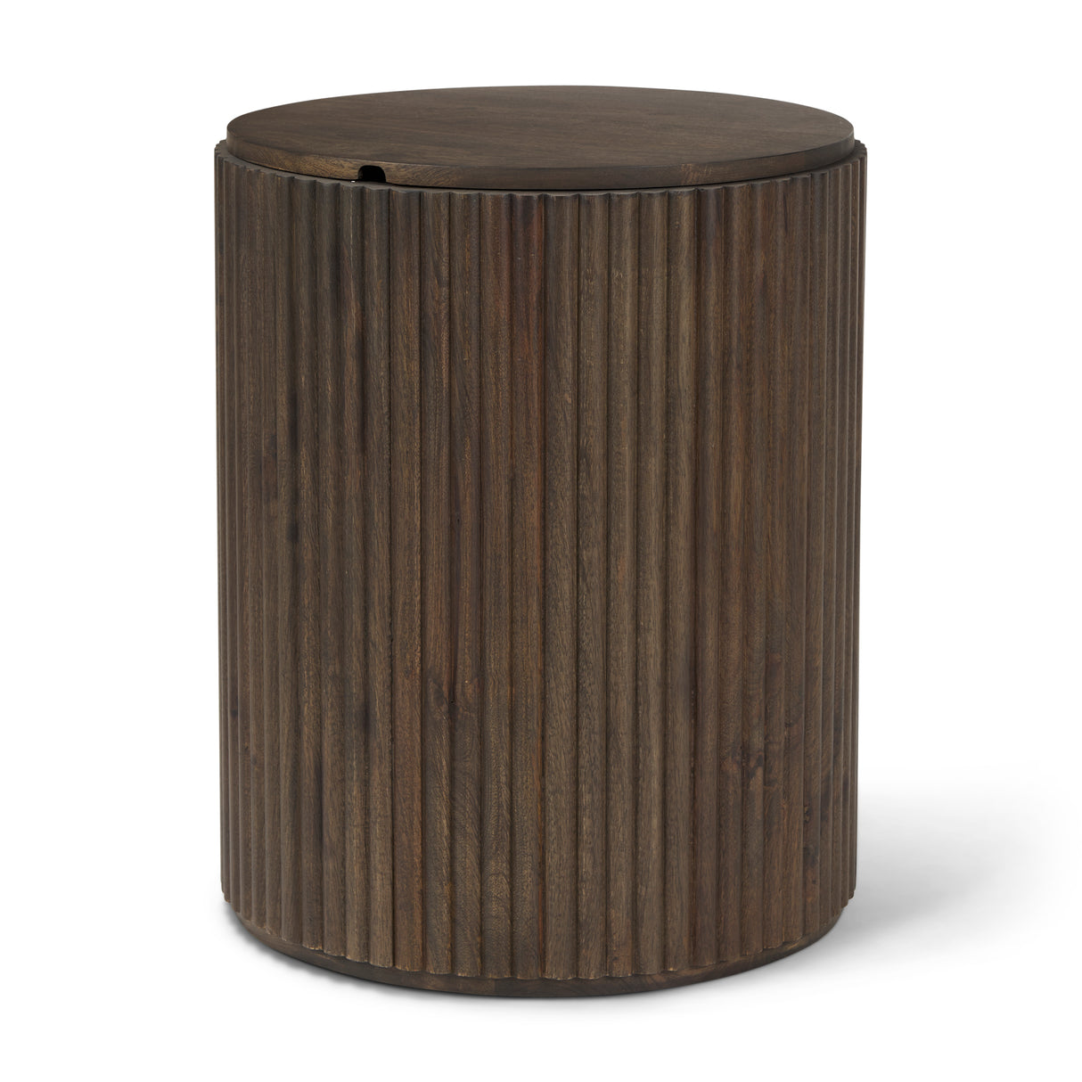 Terra 18L x 18W x 22H Dark Brown Wood Fluted Round Side Table from Mercana - Luna Furniture