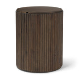 Terra 18L x 18W x 22H Dark Brown Wood Fluted Round Side Table from Mercana - Luna Furniture