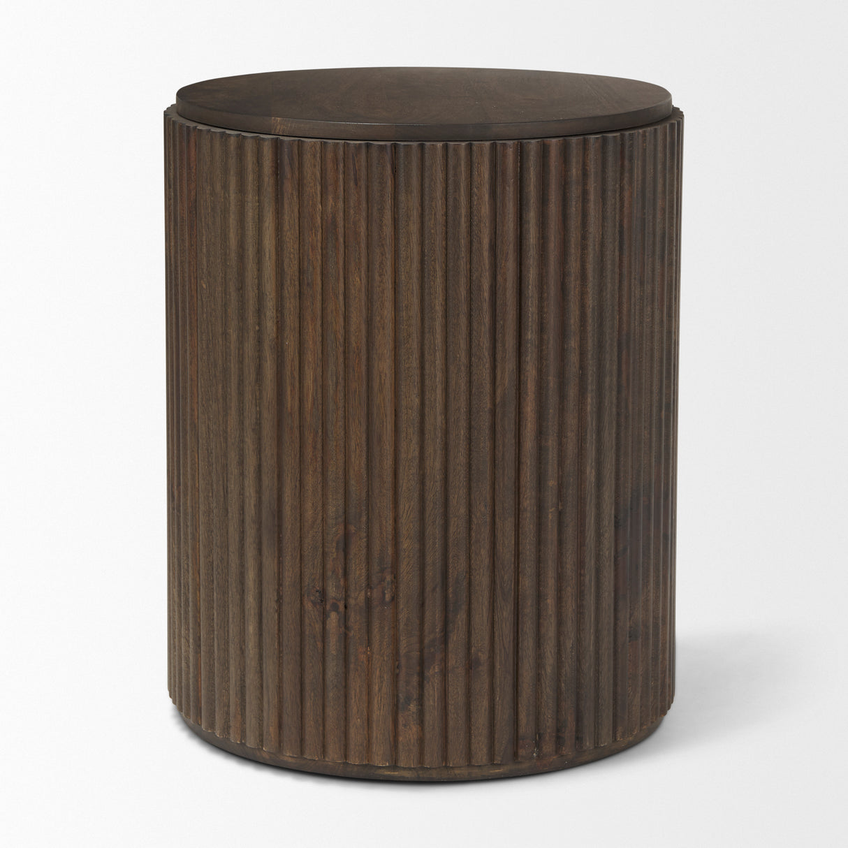 Terra 18L x 18W x 22H Dark Brown Wood Fluted Round Side Table from Mercana - Luna Furniture