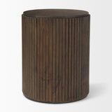 Terra 18L x 18W x 22H Dark Brown Wood Fluted Round Side Table from Mercana - Luna Furniture