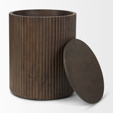 Terra 18L x 18W x 22H Dark Brown Wood Fluted Round Side Table from Mercana - Luna Furniture