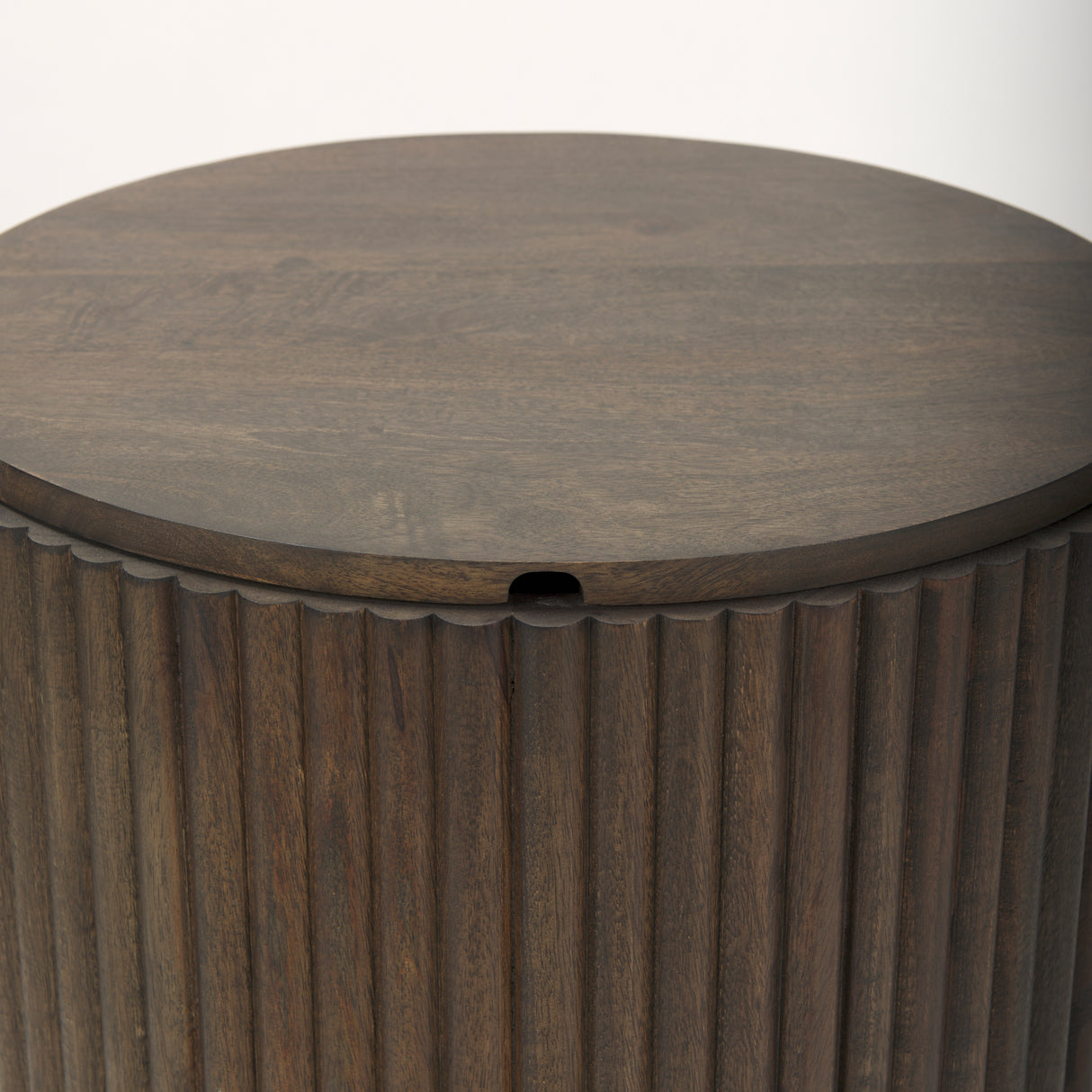 Terra 18L x 18W x 22H Dark Brown Wood Fluted Round Side Table from Mercana - Luna Furniture