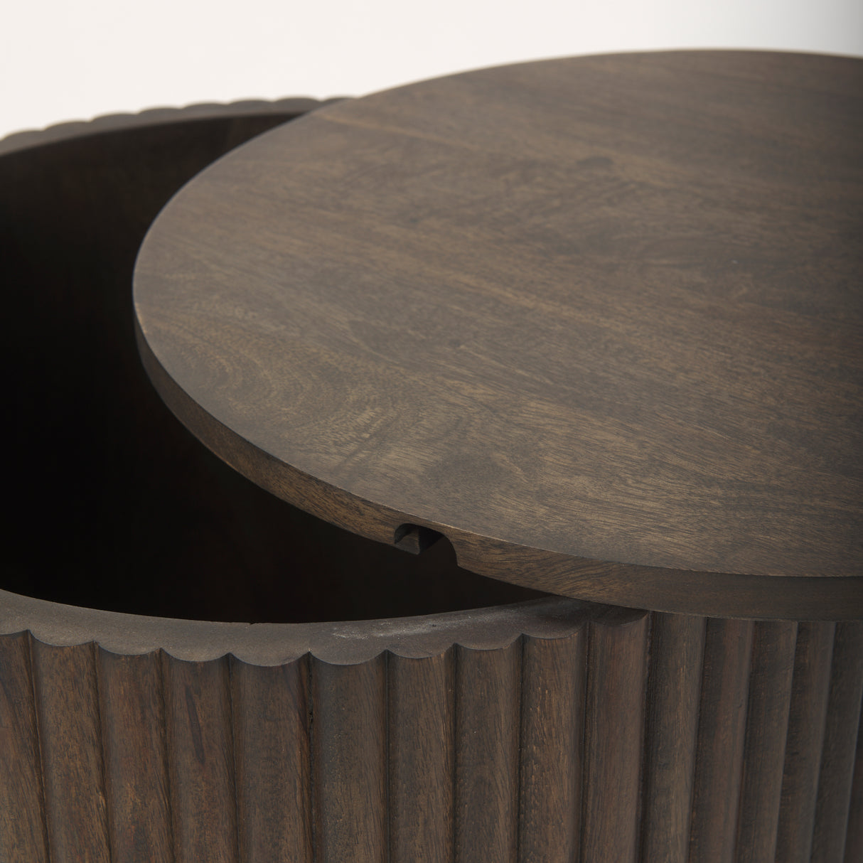 Terra 18L x 18W x 22H Dark Brown Wood Fluted Round Side Table from Mercana - Luna Furniture