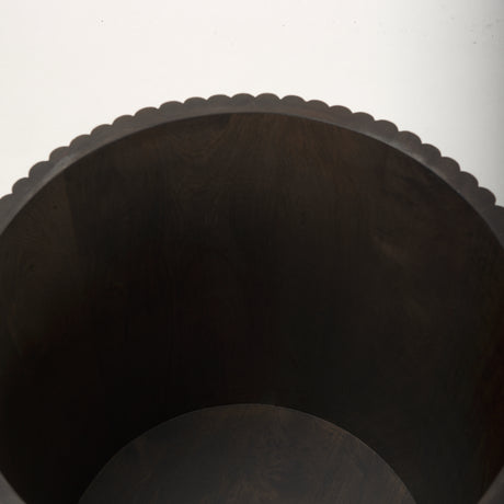 Terra 18L x 18W x 22H Dark Brown Wood Fluted Round Side Table from Mercana - Luna Furniture
