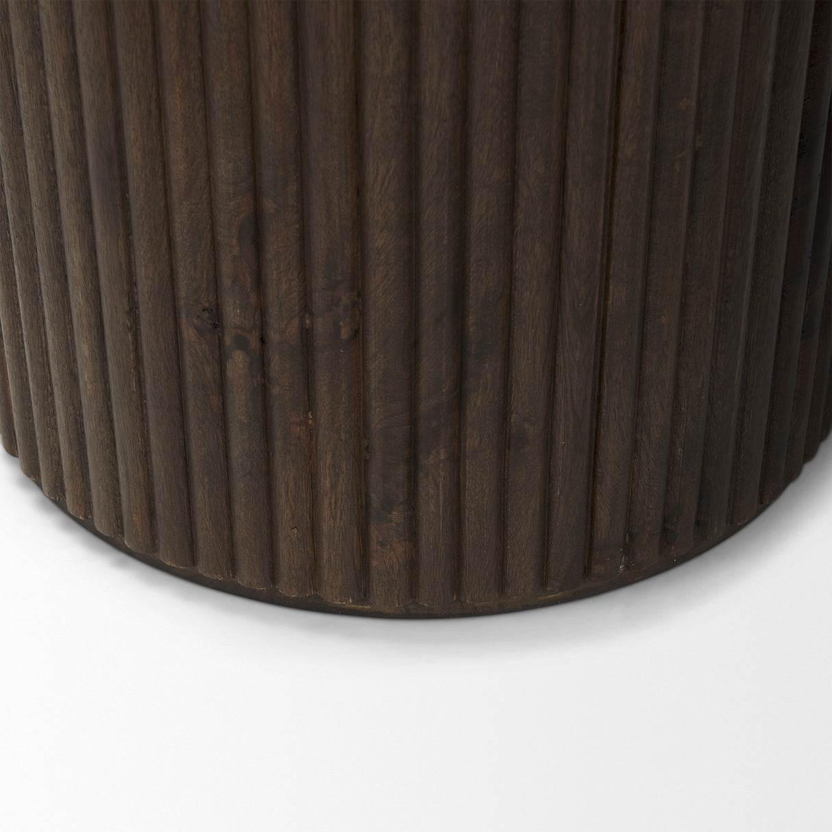 Terra 18L x 18W x 22H Dark Brown Wood Fluted Round Side Table from Mercana - Luna Furniture