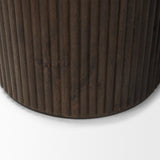 Terra 18L x 18W x 22H Dark Brown Wood Fluted Round Side Table from Mercana - Luna Furniture