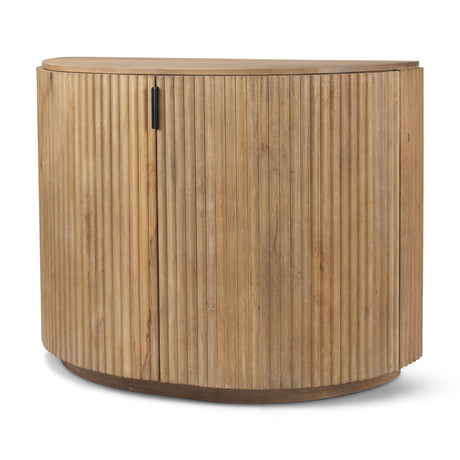 Terra Fluted Light Brown Wood 2-Door Accent Cabinet from Mercana - Luna Furniture