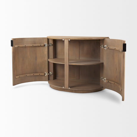 Terra Fluted Light Brown Wood 2-Door Accent Cabinet from Mercana - Luna Furniture