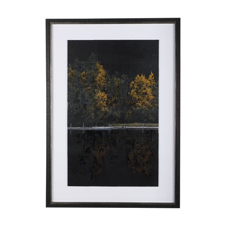 Water's Reflection-L by Chad Mackay a Hand Embellished Textured Framed Art Print Matted under Glass from Mercana - Luna Furniture