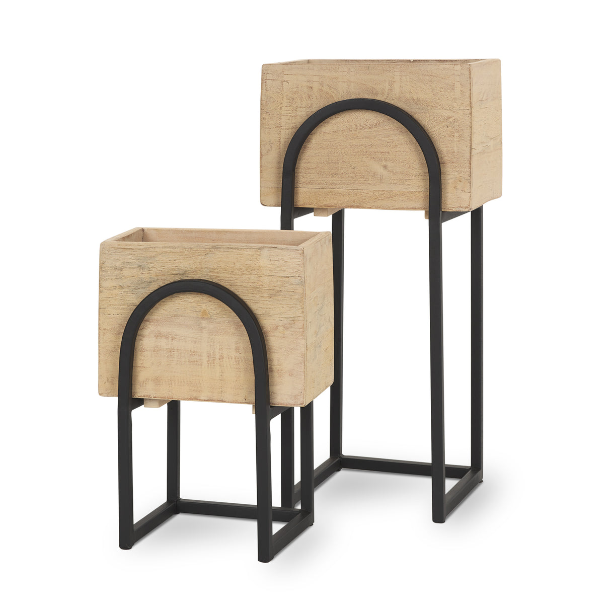 Jadine Set of 2 Beige Wood w/ Black Metal Arch Frames from Mercana - Luna Furniture