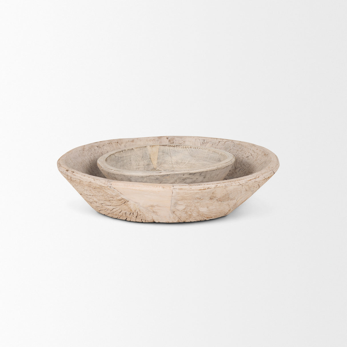 Nikita Set of 2 Large Light-Wash Reclaimed Wood Bowls from Mercana - Luna Furniture