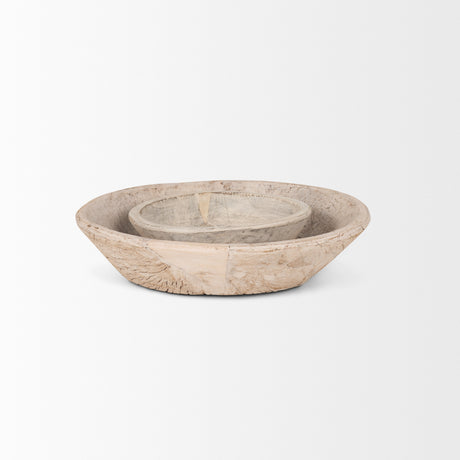 Nikita Set of 2 Large Light-Wash Reclaimed Wood Bowls from Mercana - Luna Furniture