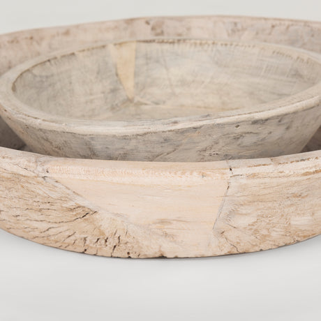 Nikita Set of 2 Large Light-Wash Reclaimed Wood Bowls from Mercana - Luna Furniture
