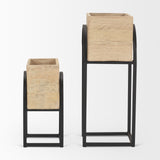 Jadine Set of 2 Beige Wood w/ Black Metal Arch Frames from Mercana - Luna Furniture