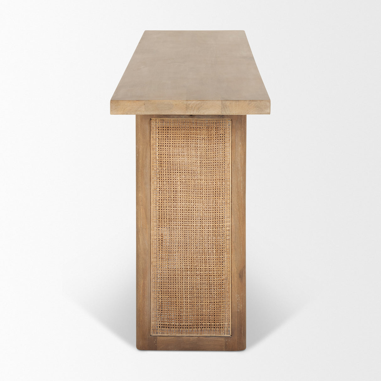 Grier 65" Light Brown Solid Wood w/ Cane Console Table from Mercana - Luna Furniture