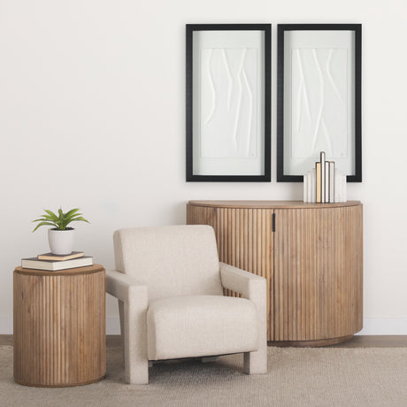 Terra 18L x 18W x 22H Light Brown Wood Fluted Round Side Table from Mercana - Luna Furniture