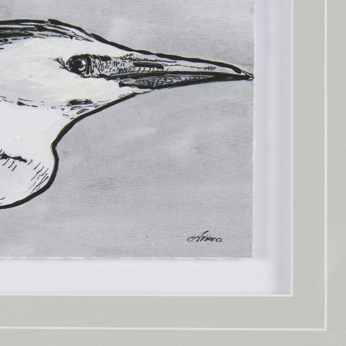Bird Portrait Sketch III by Mercana Studio Hand Embellished Framed Art Print Matted under Glass from Mercana - Luna Furniture
