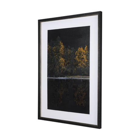 Water's Reflection-L by Chad Mackay a Hand Embellished Textured Framed Art Print Matted under Glass from Mercana - Luna Furniture