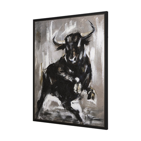 Bull by Mercana Studio a Hand Embellished Textured Framed Canvas from Mercana - Luna Furniture