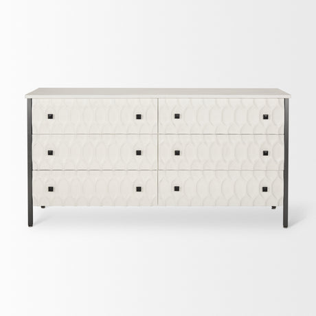 Savannah White Fir Veneer w/ Gray Metal 6-Drawer Sideboard from Mercana - Luna Furniture