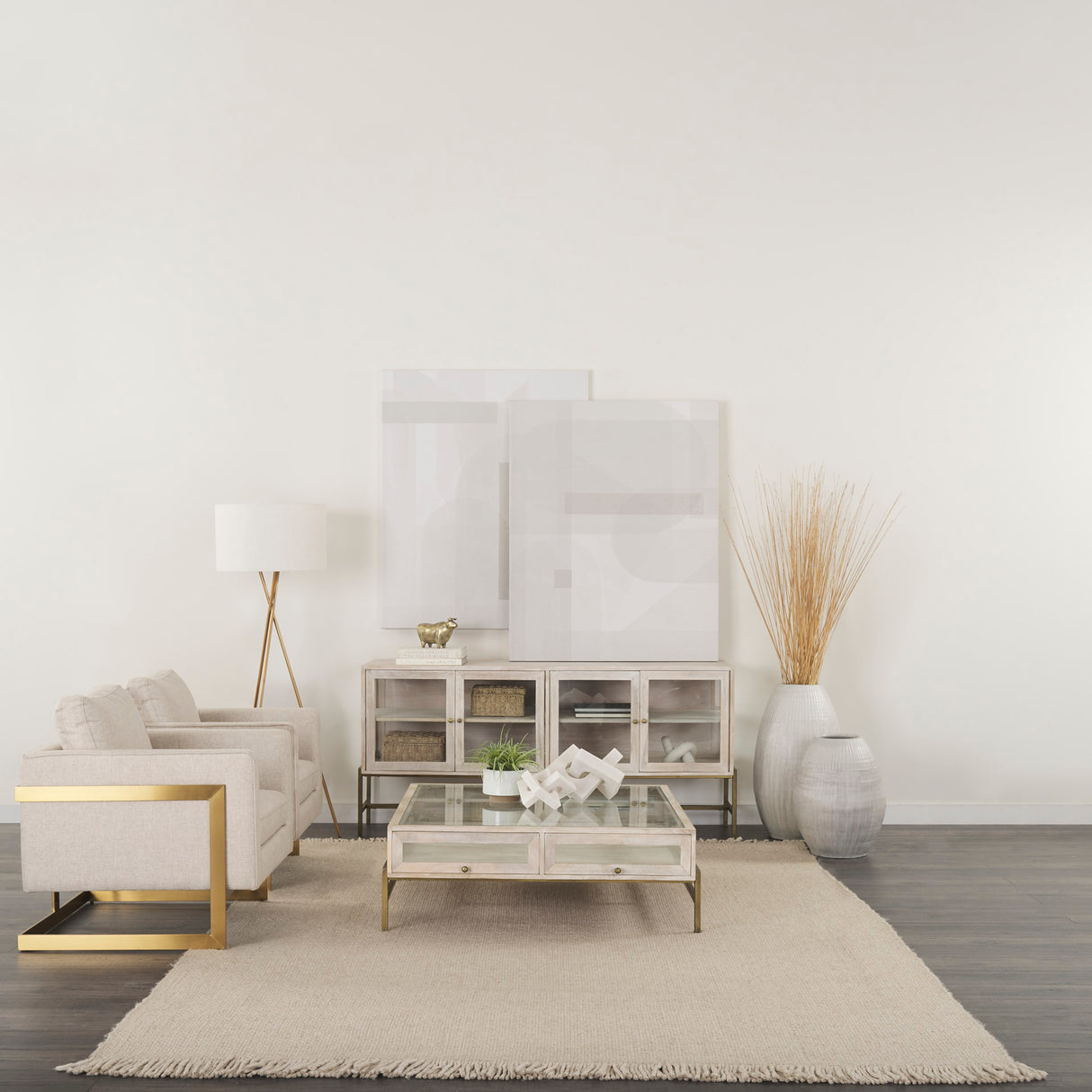 Reyan Large 28.5" Pearl White Ceramic Striped Vase from Mercana - Luna Furniture