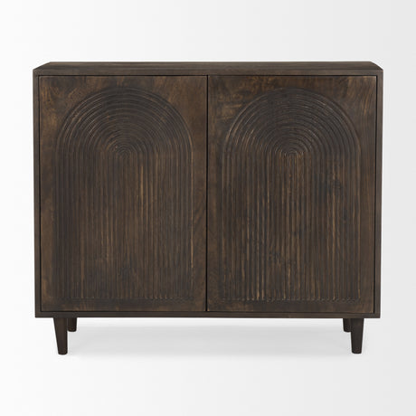 Tucker Dark Brown Wood w/ Carved Arch Pattern 2 Door Cabinet from Mercana - Luna Furniture