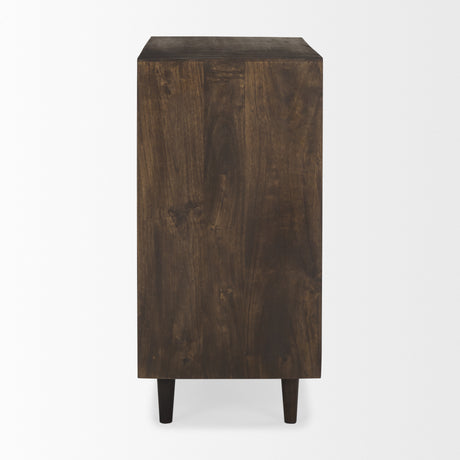 Tucker Dark Brown Wood w/ Carved Arch Pattern 2 Door Cabinet from Mercana - Luna Furniture
