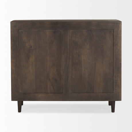 Tucker Dark Brown Wood w/ Carved Arch Pattern 2 Door Cabinet from Mercana - Luna Furniture