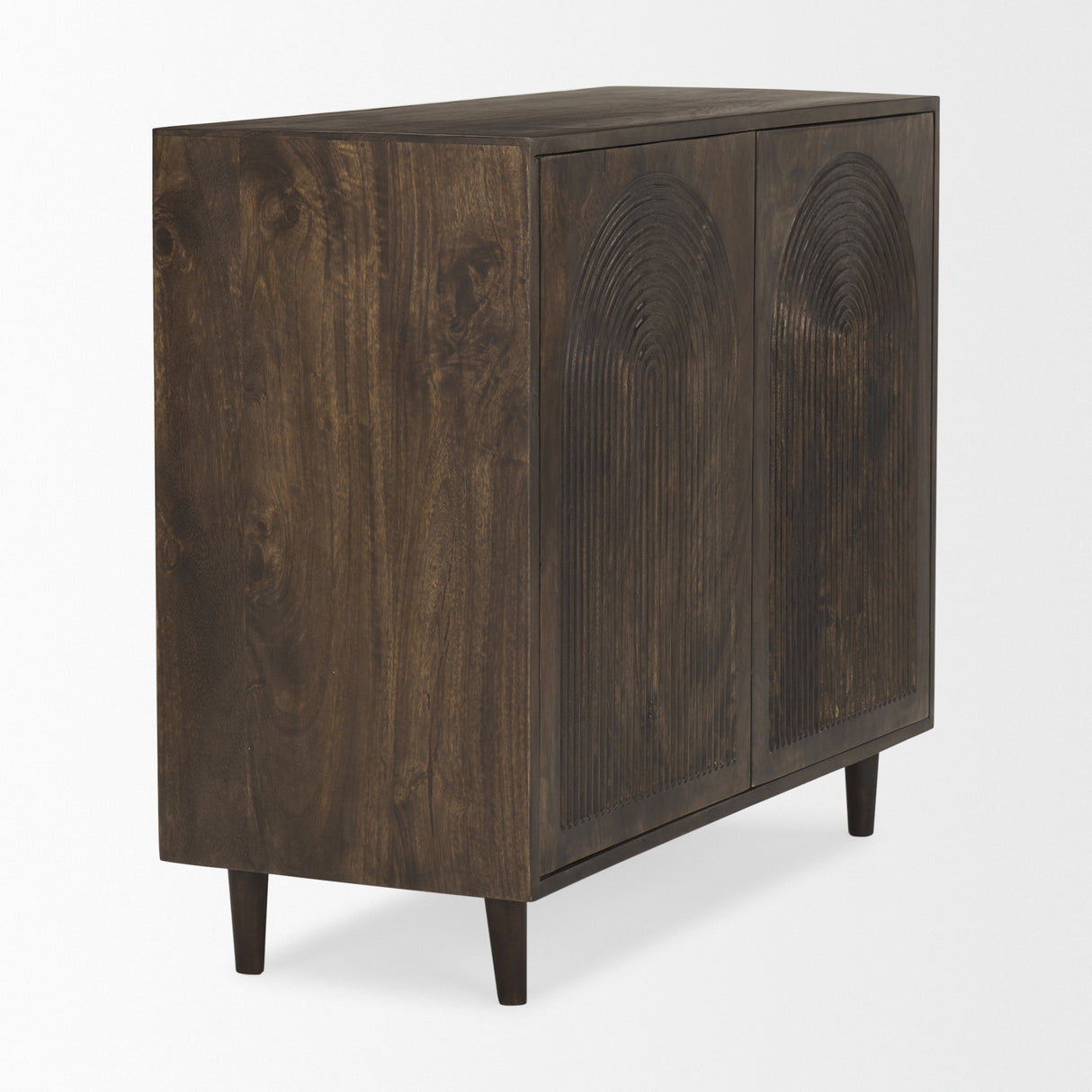 Tucker Dark Brown Wood w/ Carved Arch Pattern 2 Door Cabinet from Mercana - Luna Furniture